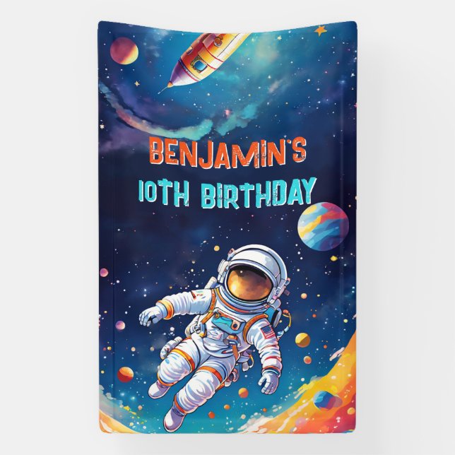 Lona Astronaut Deep Space Sky Planets Photo Birthday (Vertical)