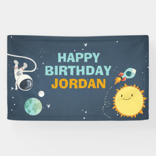 Lona Astronauta astronauta de afiches de cumpleaños en 