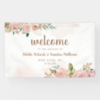 Atractivo Bienvenida Con Floral Rosa Rosa Polvo Vi