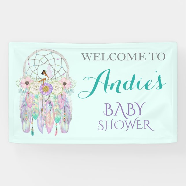 Lona Atrapasueños étnico de hadas Boho plumas Pasteles (Horizontal)