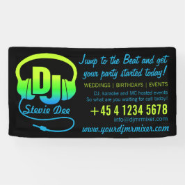 Lona Auriculares con DJ de color azul sobre promoción n