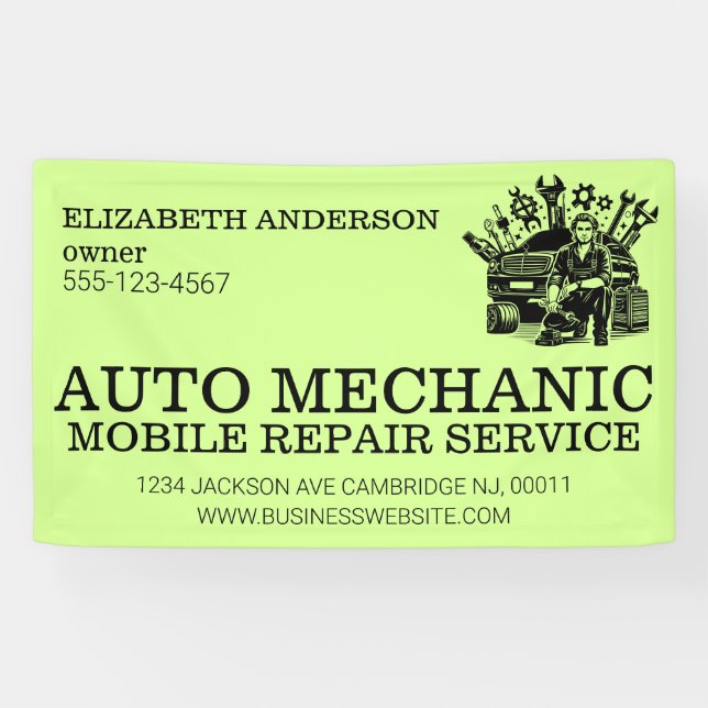 Lona Auto Mechanic Automotive Reparación Empresa Metali (Horizontal)