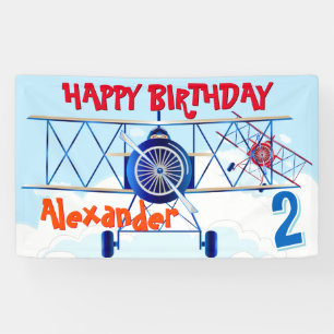 Lona Avión Antiguo Cumpleaños Aviador