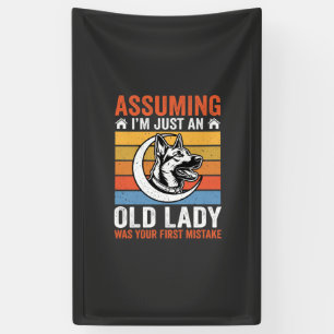 Lona Aviso de Perro Señora Mayor Retro