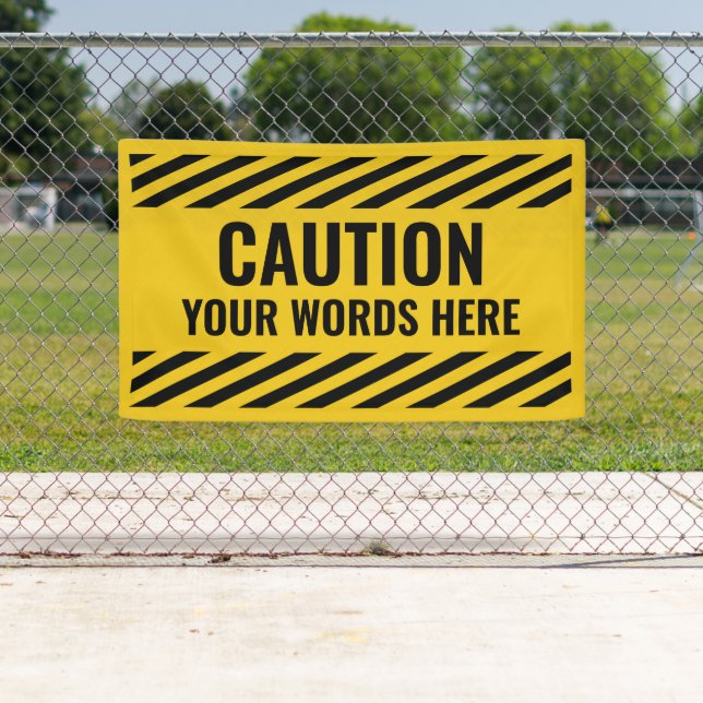 Lona Aviso de precaución Rayas negras amarillas cualqui (In situ)