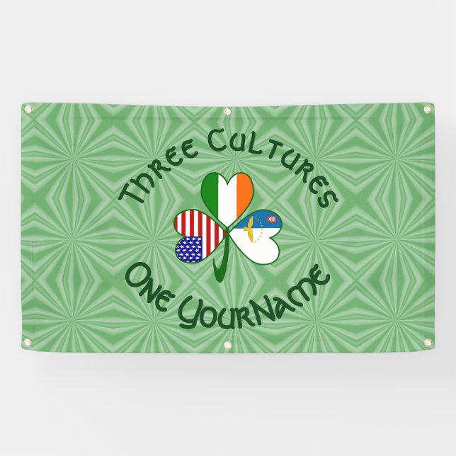 Lona Azores Irlanda Estados Unidos Bandera Shamrock per (Horizontal)