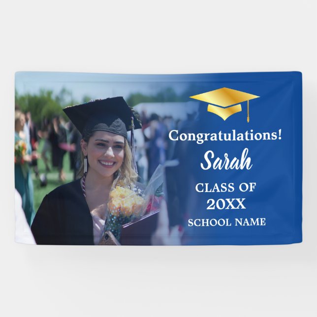 Lona Azul | Clase De Foto De Personalizado De Graduació (Horizontal)
