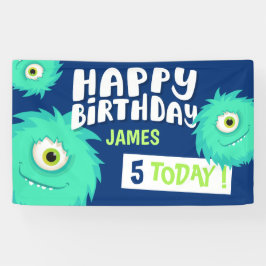 Lona Azul de pequeño monstruo lindo