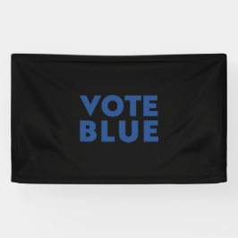Lona Azul del voto, letras azules de Biden, fondo negro