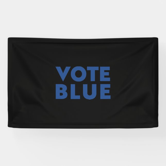 Lona Azul del voto, letras azules de Biden, fondo negro (Horizontal)