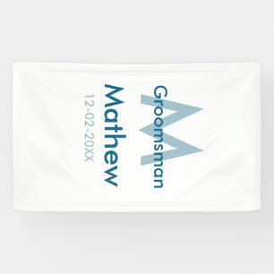 Lona Azul marino groomsman nombre letra fecha masculino