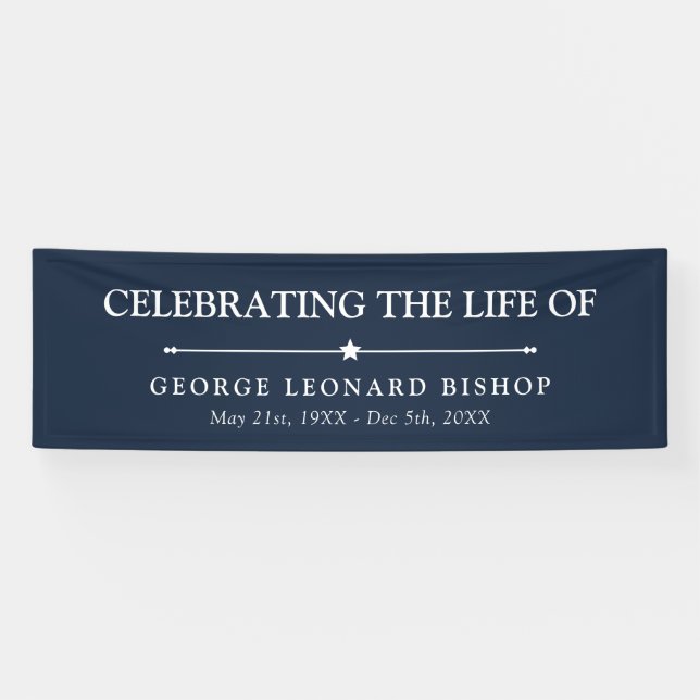 Lona Azul marino limpio celebrando la vida de (Horizontal)