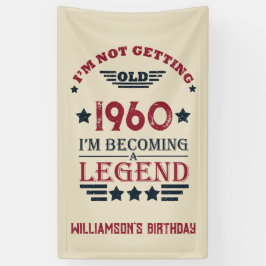 Lona Azul rojo de cumpleaños vintage personalizado