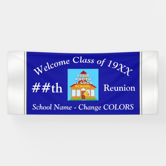 Lona Azul y banderas personalizadas blanco de la (Horizontal)