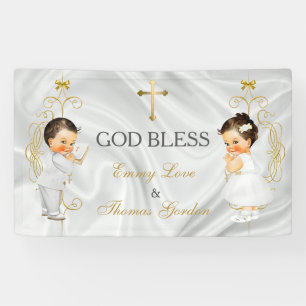 Lona Baby Boy & Girl Twins Baptism Christening Gold