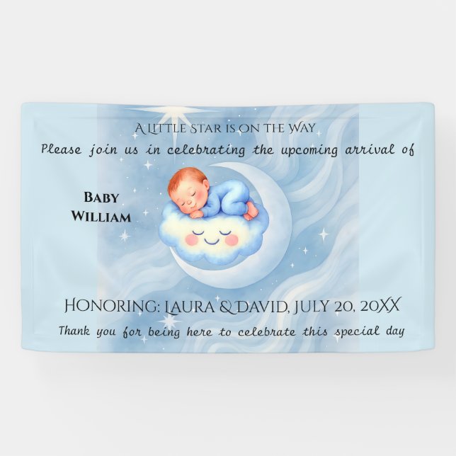 Lona Baby Boy Shower Invitan a la Moonlight Stars Water (Horizontal)