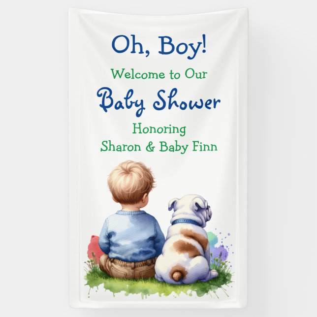 Lona Baby Boy y su Baby Shower Bulldog (Vertical)