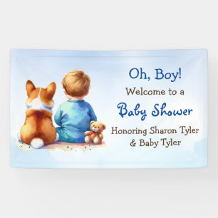 Lona Baby Boy y su Corgi Puppy Baby Shower