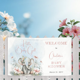 Lona Baby Elephant Hello Baby Girl Floral Baby Shower
