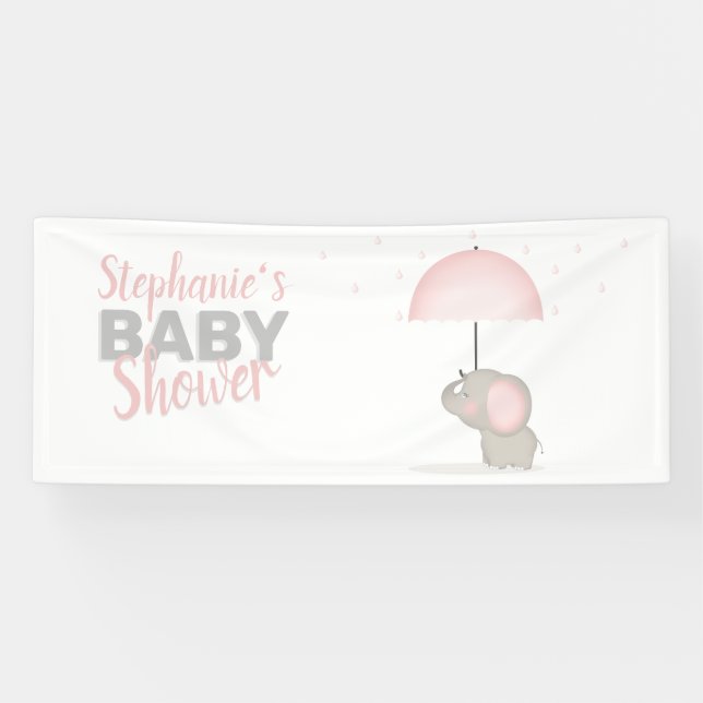 Lona Baby Elephant Pink Baby Shower (Horizontal)