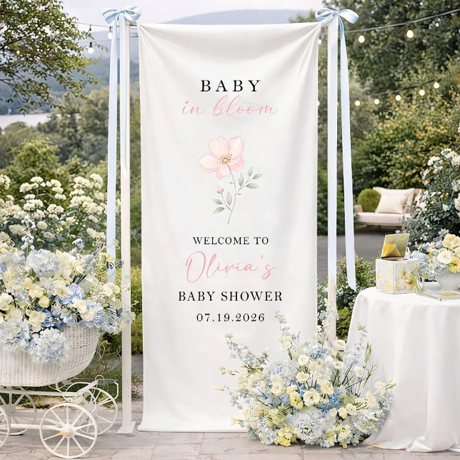 Lona Baby in Bloom Baby Shower Welcome Sign, Personaliz (Subido por el creador)
