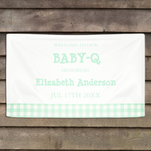 Lona Baby-Q Mint Green Gingham Baby Shower (Subido por el creador)