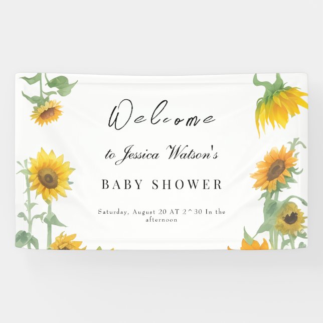 Lona Baby Shower amarillo elegante girasol sunny (Horizontal)