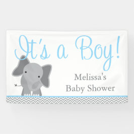 Lona Baby Shower azul claro de elefante suave