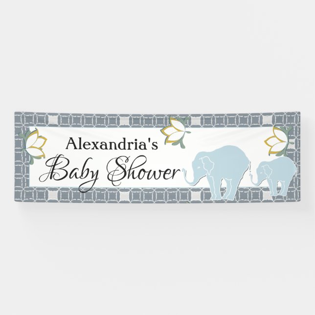 Lona Baby Shower Blue Elephant Boy (Horizontal)