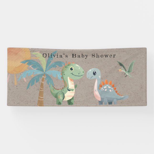 Lona Baby Shower Blue Green Dinosaur Boy (Horizontal)