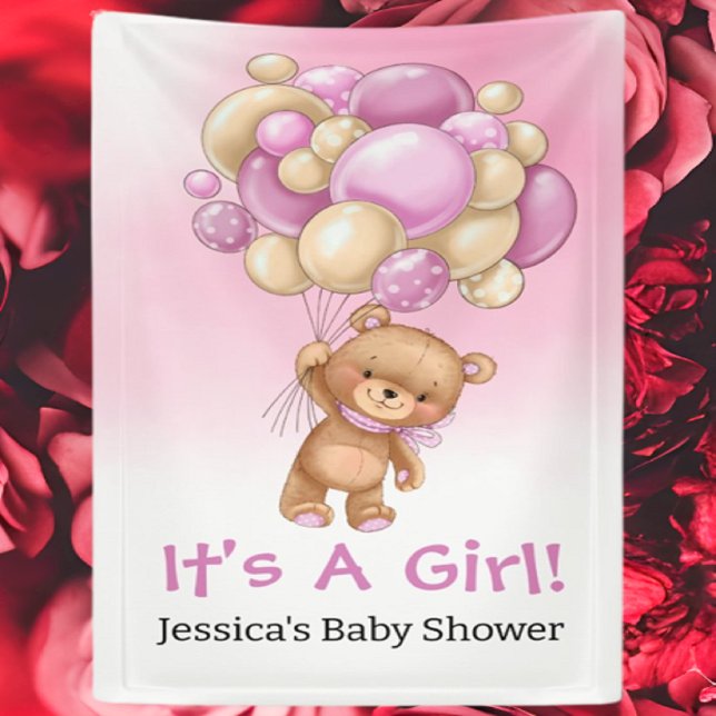 Lona Baby Shower Blue Teddy Es Un Chica (Baby Shower Gifts Find baby shower gift ideas with Teddy Bear Adventure)