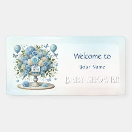 Lona Baby Shower Blue White Floral Vase