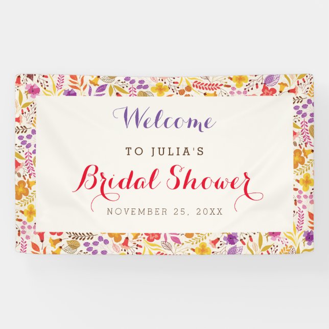 Lona Baby Shower Boho de Primavera con Flores Silvestre (Horizontal)