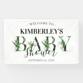 Lona Baby Shower botánico mínimo de vegetación tropical