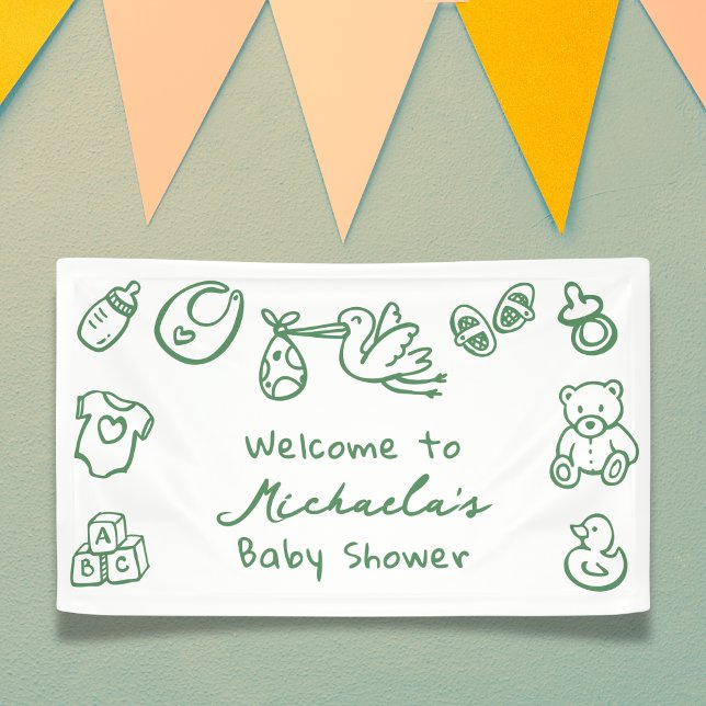 Lona Baby Shower caprichoso y caprichoso de mano verde (Subido por el creador)