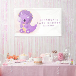 Lona Baby Shower Chica de Dinosaurios Cute Purple