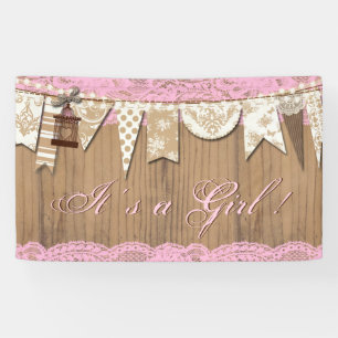 Lona Baby Shower, Chica de Rustic Wood Lace