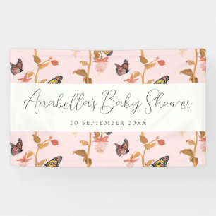 Lona Baby Shower, Chica moderno de mariposa de Boho Ros