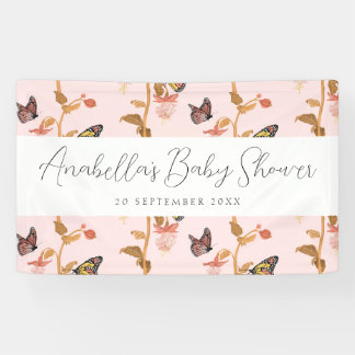 Lona Baby Shower, Chica moderno de mariposa de Boho Ros