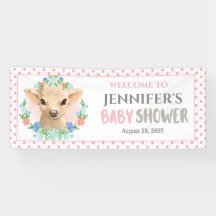 Baby Shower con flor rosa de vaca cutánea personal