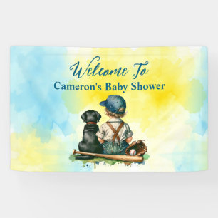 Lona Baby Shower con temas de béisbol personalizados