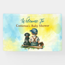 Lona Baby Shower con temas de béisbol personalizados