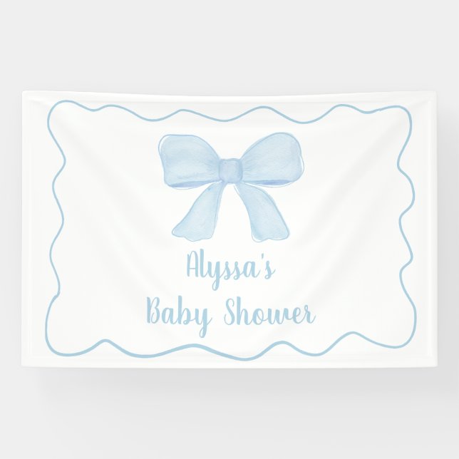 Lona Baby Shower Coquette Blue Bow (Horizontal)