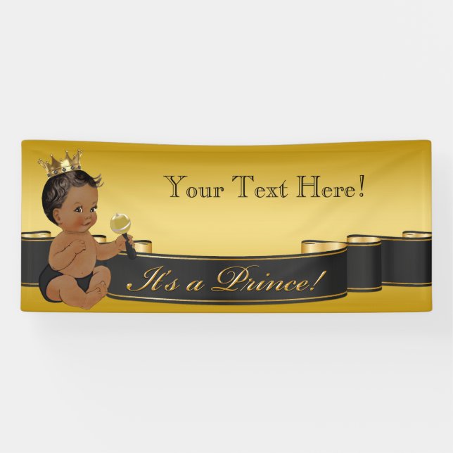Lona Baby Shower de African American Prince (Horizontal)