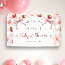 Lona Baby Shower de bienvenida a Berry Sweet Strawberry