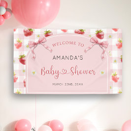 Lona Baby Shower de bienvenida a Strawberry Berry Sweet