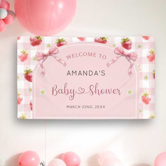 Lona Baby Shower de bienvenida a Strawberry Berry Sweet (Subido por el creador)