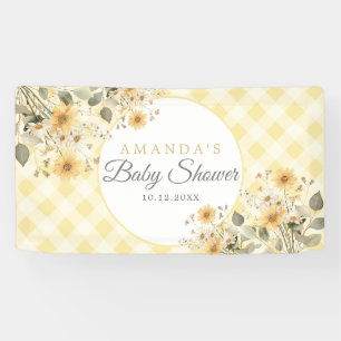 Lona Baby Shower de bienvenida amarillo y negro