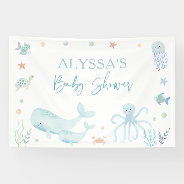 Lona Baby Shower de Blue Boy Under the Sea (Horizontal)