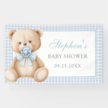 Baby Shower de Blue Gingham Teddy Bear
